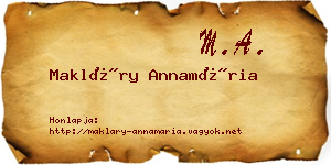 Makláry Annamária névjegykártya